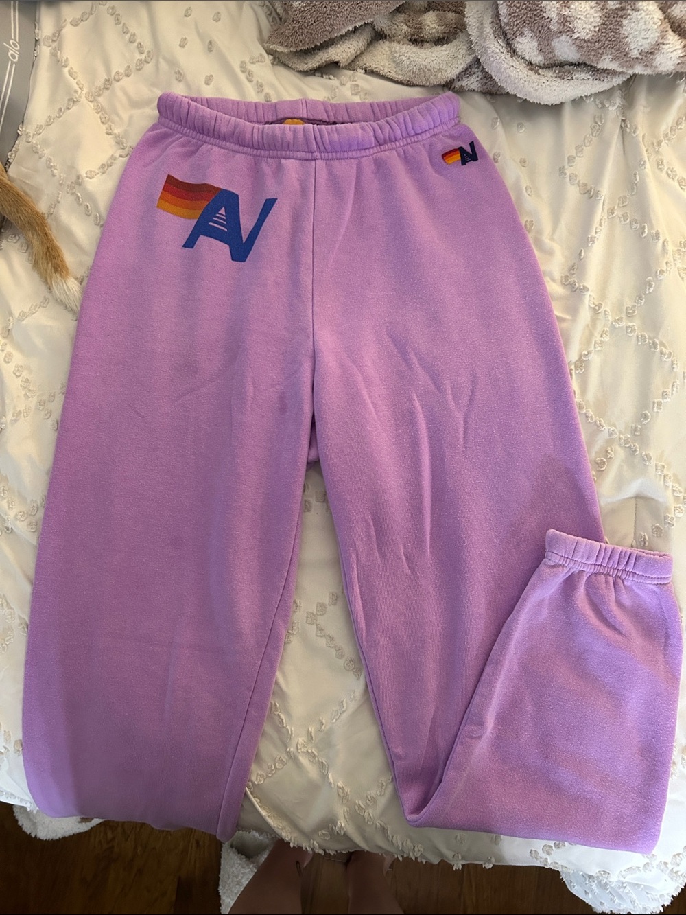 Champion Kids Lavender Sweatpants with Rainbow Accent Logo
